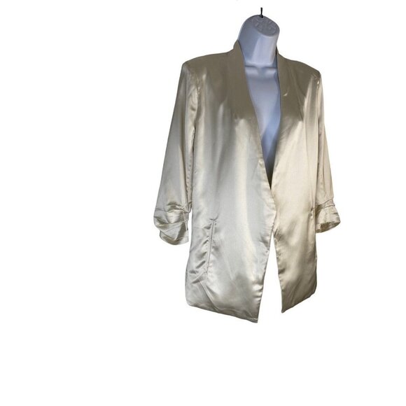 Bishop + Young Womens Open Front Blazer‎ Jacket Satin Silk Size Small - Picture 2 of 10